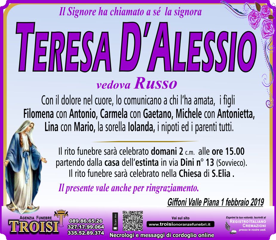 TERESA D’ALESSIO vedova RUSSO